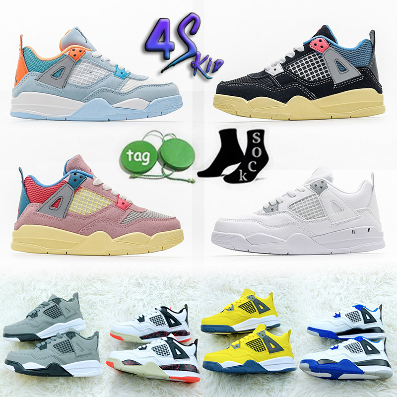 

Kids Shoes 4 Basketball 4s Designer Sneakers Boys Military Black Cat Trainers Baby kid shoe Fire Red Thunder Girls Children youth toddler infants Blue, 15