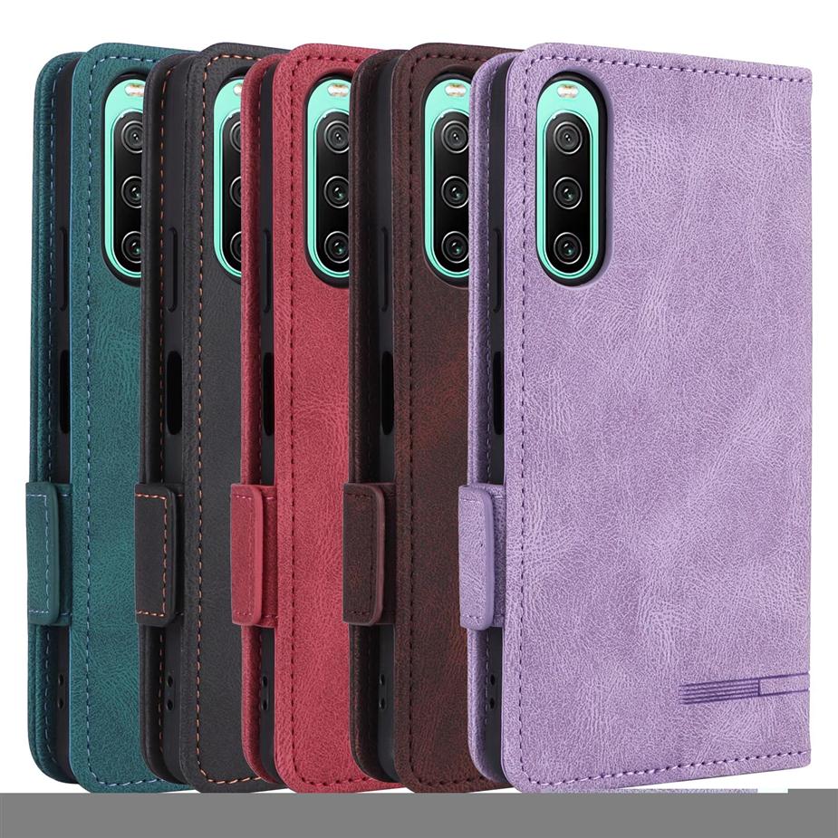 

High Quality Cases For Sony Xperia 1 10 IV Case Magnetic Book Stand Card Protection Wallet Leather Xperia 5 10 III Lite Cover269A, Brown