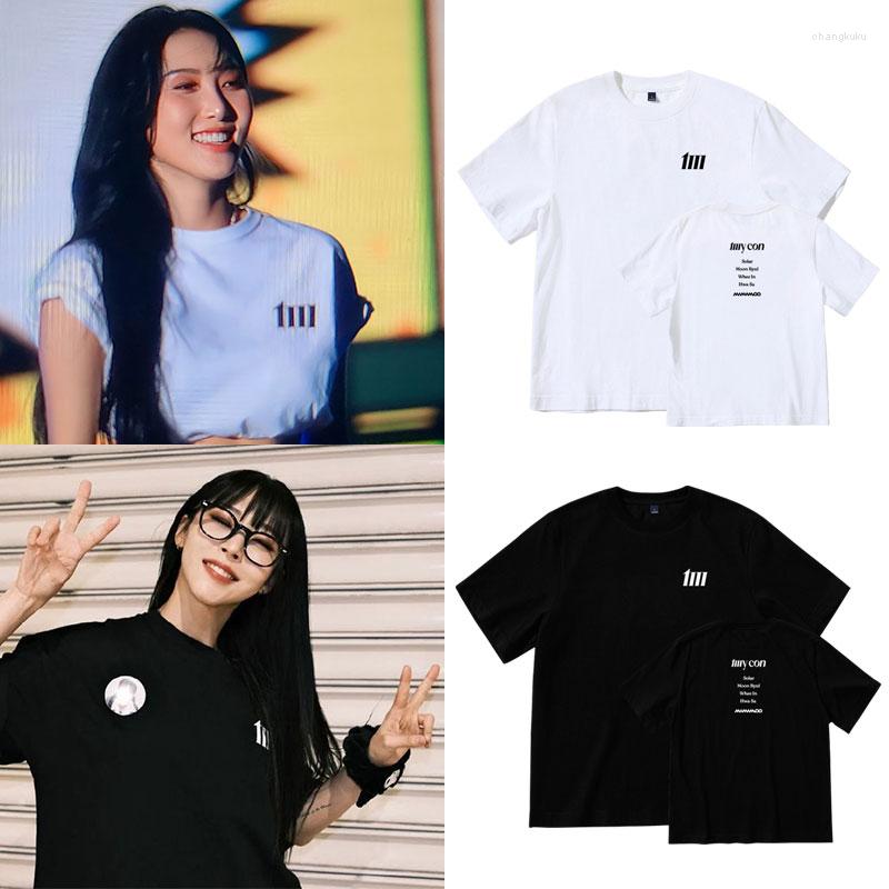 

Women's T Shirts Korean Style MAMAMOO MY CON Shirt The Same Paragraph Tshirt Cotton Premium Quality Kpop Fans Tees Streetwear K- Clothes, Black