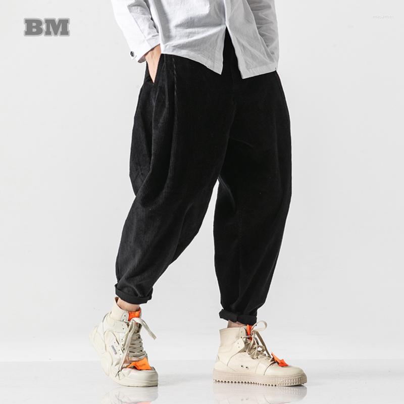 

Men's Pants Chinese Style Fashion Loose Plus Size Corduroy Casual Men Clothing Thick Oversize Joggers Harajuku Baggy Trousers Male, Black