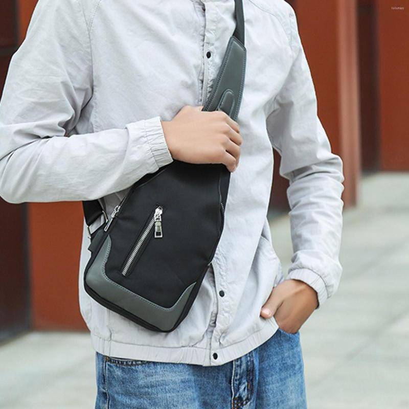 

Waist Bags Men's Simple Business Crossbody USB Interface Lock Buckle Color One Shoulder Bag For Men Over The, Grey