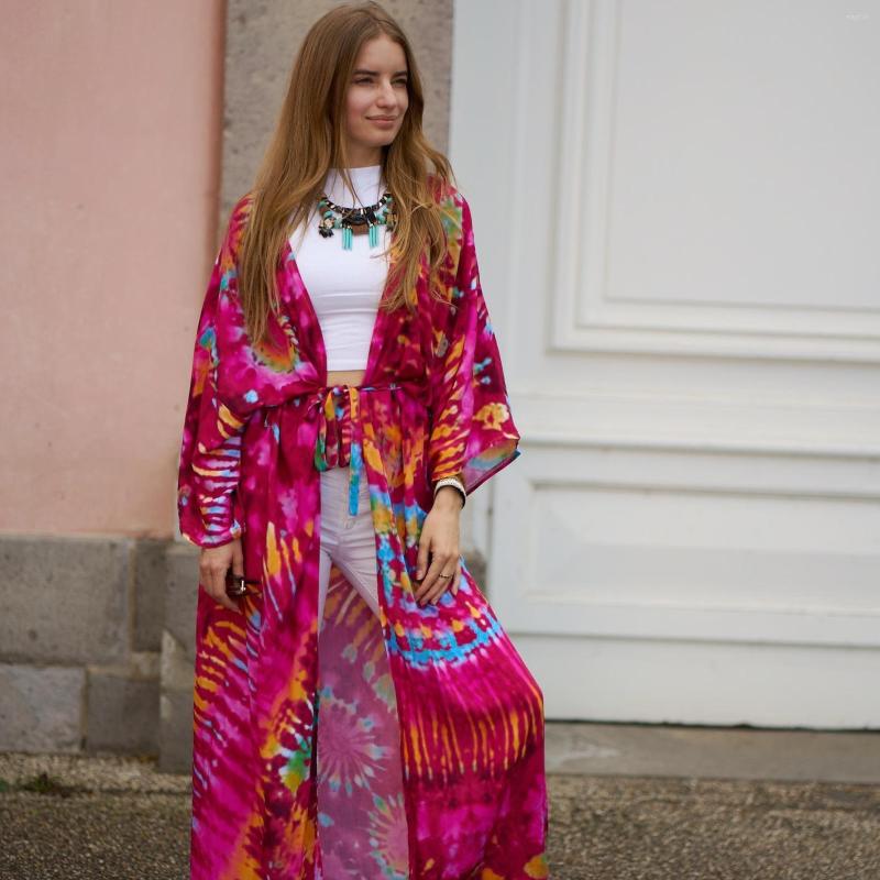 

Women's Swimwear Summer Oversized Tassel Sun Blouse Boho Rayon Cotton Cover Up Tie Dye Floral Printed Beach Bathing Suit For Women Mujer, Picture shown