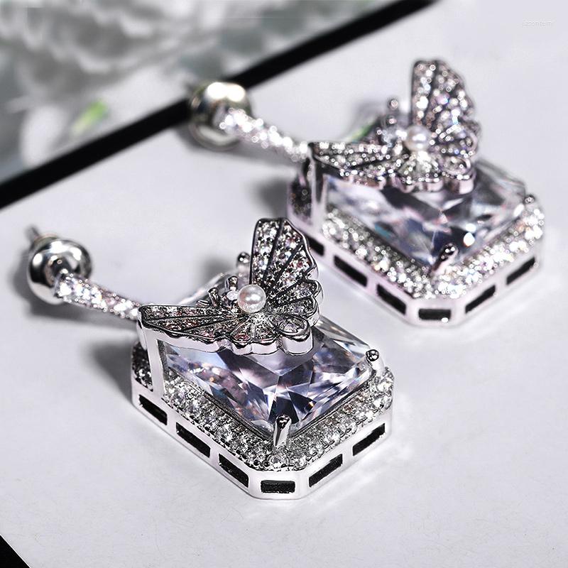 

Dangle Earrings Aesthetic Butterfly For Women Crystal Cubic Zirconia Female Wedding Party Earring Elegant Fashion Jewelry