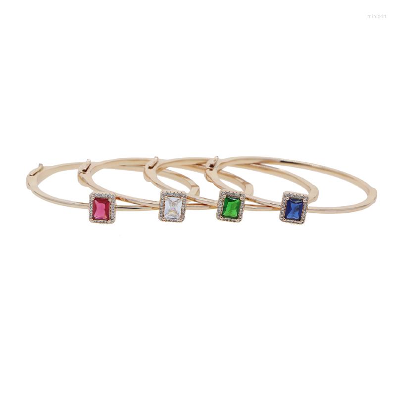 

Bangle Geometric Rectangle CZ Fashion Women Bracelet Rose Gold Color Multi Piece Simple Bangles