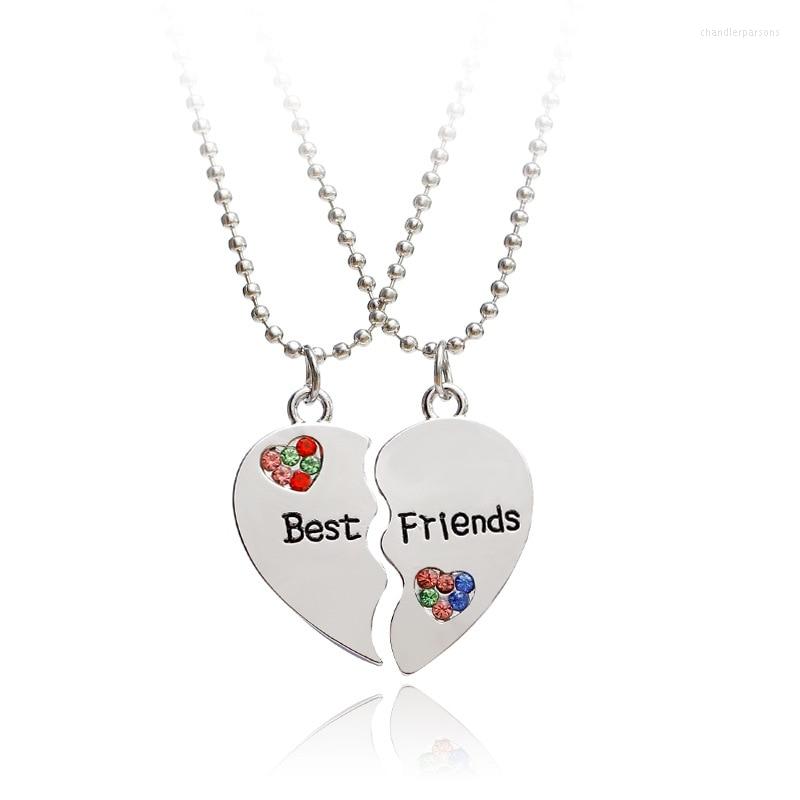 

Pendant Necklaces 2 Pieces / Set Friends Friend Necklace Heart Shape Puzzle Friendship Jewelry Personality Crystal Love
