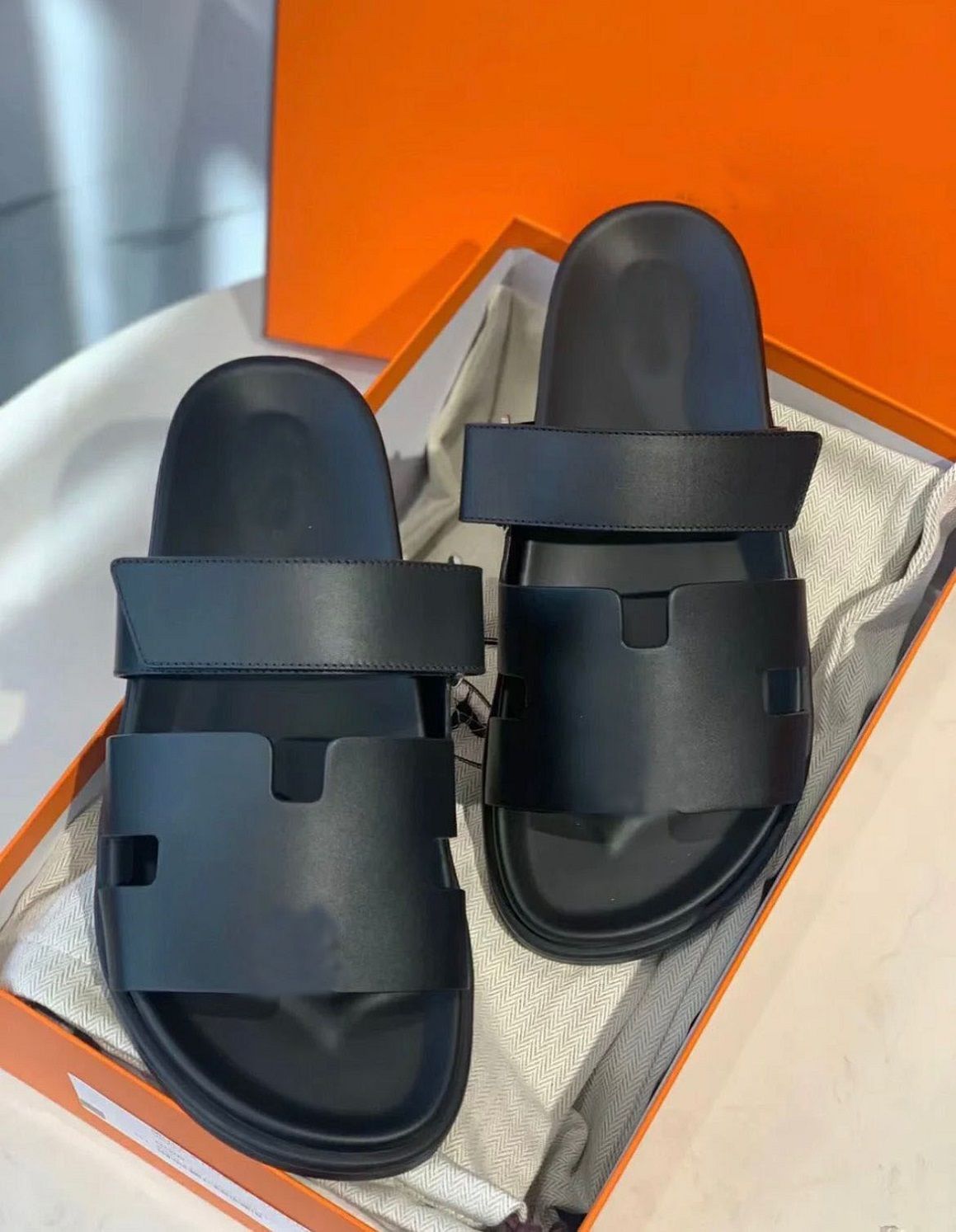 Été De Luxe Hommes Chypre Sandales Chaussures En Cuir De Veau Glisser Sur La Plage Pantoufles Confort Glisser Appartements Homme Sangle Réglable