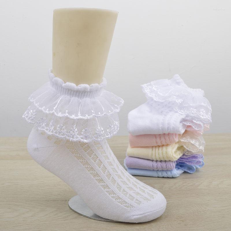 

Women Socks 0-15Y Spring Summer Children Lace Baby Girls Cotton Mesh Stockings Princess Short Dance Kids Ruffle, Blue