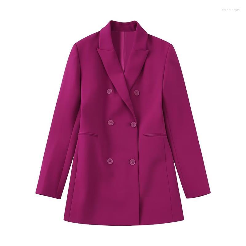 

Women's Suits Blazer 2023 Autumn Winter Elegant Ladies Suit Jacket Fashion Chic Rose Red Slim Warm Formal Office Women