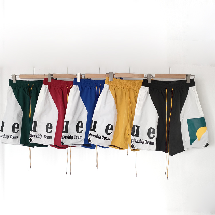 

Re designer Shorts High Street Panel Logo Short Men Women Letter print color contrast straight tube men' summer sports shorts, Green white