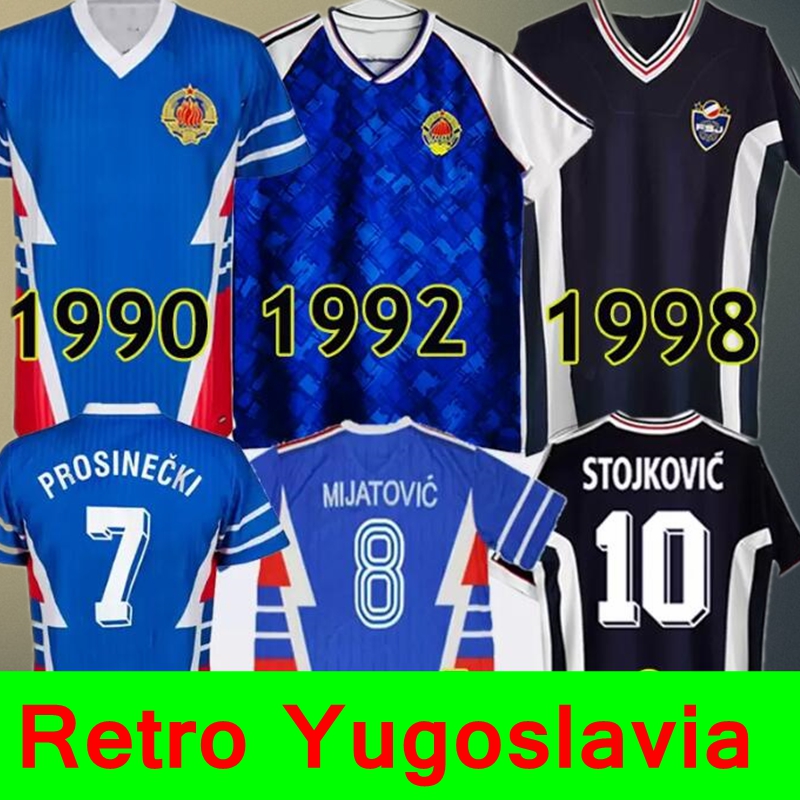 

Yugoslavia retro soccer jerseys 1990 1992 1998 Jugoslavija Mijatovic Pancev Mihajlovic Stankovic Jugovic Stojkovic SAVICEVIC classic vintage football shirt, 1998 home