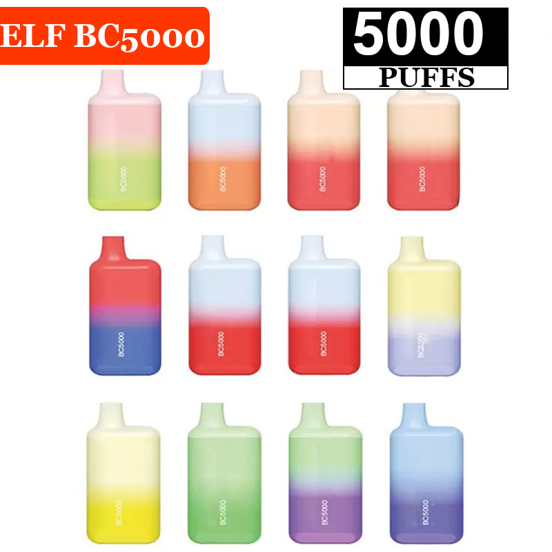

ELf BC 5000 Disposable Pod E Cigarettes 5000 Puffs Vape Pen 650mAh Recharge Battery Vaporizers Pen Stick Vapor Kit 13ml Pre-Filled Cartridges multi Flavors, Multi colors