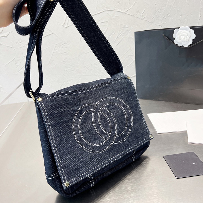 

CC Bag Shoulder Bags Womens Denim Satchels Full Flap Shoulder Bags With Nylon Strap Crossbody Shoulder Designer Handbags Large Capacity Luxu, Box