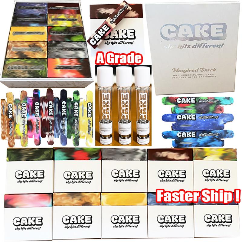 

Fast Ship CAKE Full Glass Atomizers 510 Thread Carts Grade A Coil Disposable 10 Strains Oil Dab Wax Vape Pen Cartridges E Cigarettes Vaporizers Empty With Packaging