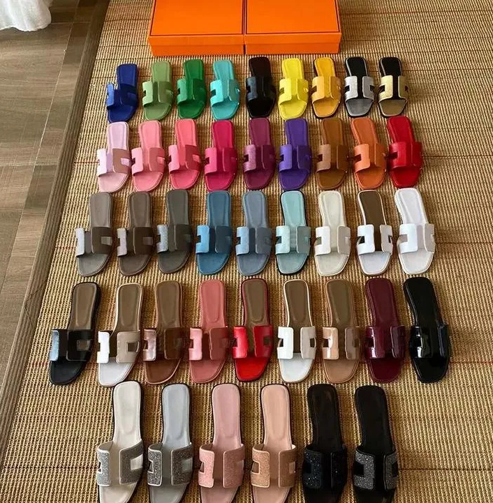

2023 Summer Fashion Beach H Designer Women Slippers Genuine Leather Flat Sandals Letter Drag Nude Black White Brown Matte Women's Slipper 35-42 No Box With logo FWZB, Gold lizhiwen