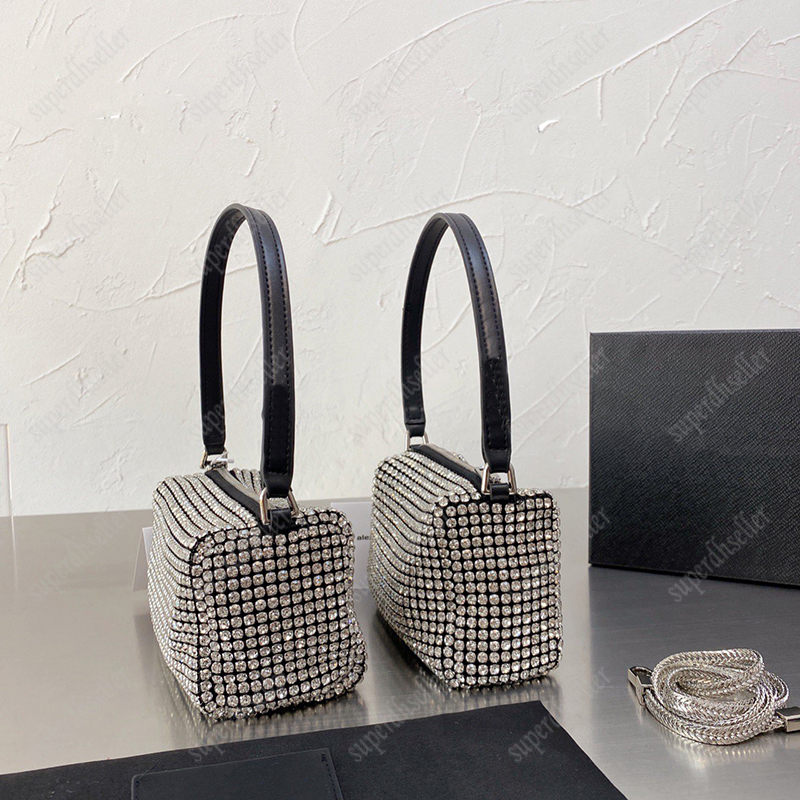 Luxury Tote Bags Fashion Shoulder Bag with Rhinestone Letters Chain Crossbody Mini Totes Women Pochette Vintage Cross Body Artwork Cosmetic Cases Ha