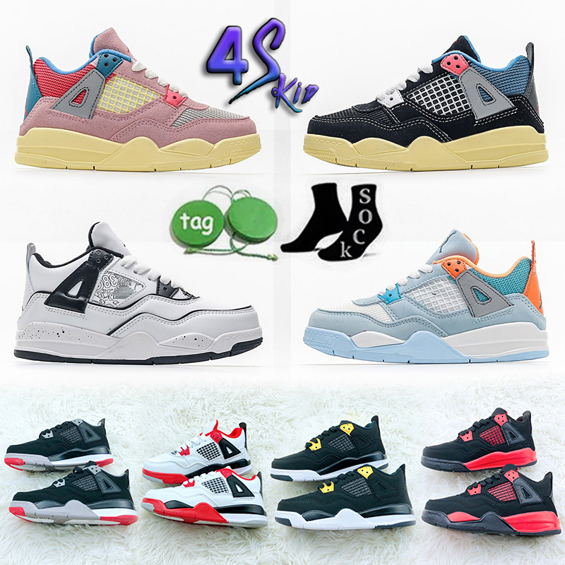 

Jumpman 4S Kids Basketball shoes Black White Pink 4 Infant Boy Girl Sneaker Toddlers Fashion Baby Trainers Children footwear Athletic