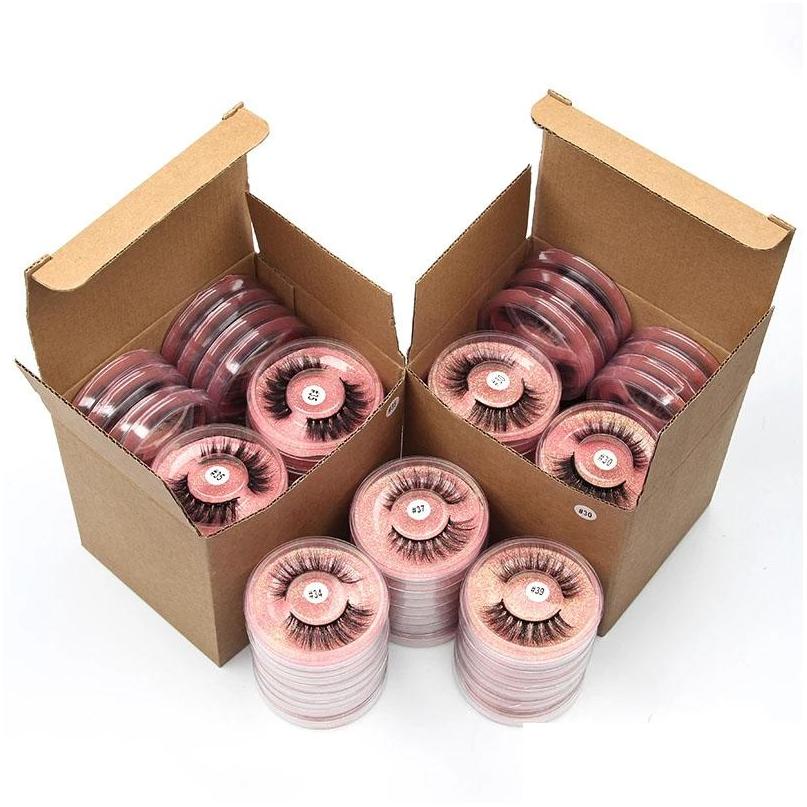 

False Eyelashes Wholesale Eye Bk 50/100 Pcs Natural Long Fluffy Wispy Faux 3D Mink Lash Soft Thick Handmade Lashes Drop Delivery Hea Dhhgn