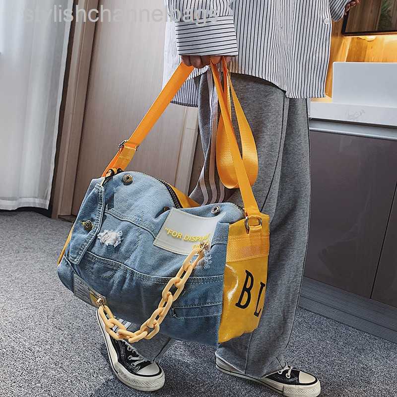 

Shoulder Bags Fashion Denim Women Shoulder Bags Large Capacity Travel Bag Designer Women Bags Luxury Blue Jeans Crossbody Bag Female Big Purse 0215/23, Orange