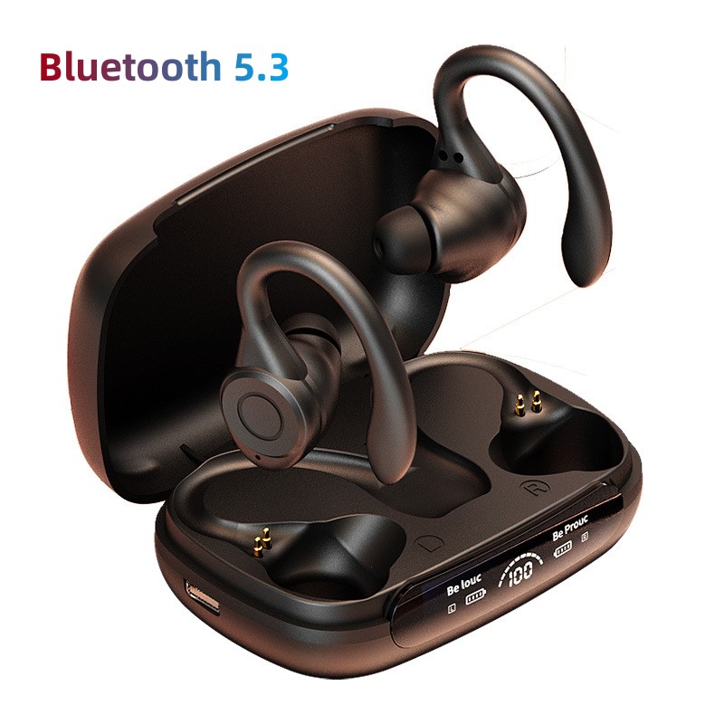 

New Ear Hook Y7 Wireless Headphones Tws With Digital Display Bluetooth Earphones 5.3 For Sports Running Earbuds Gaming Headset, White w/o digital display