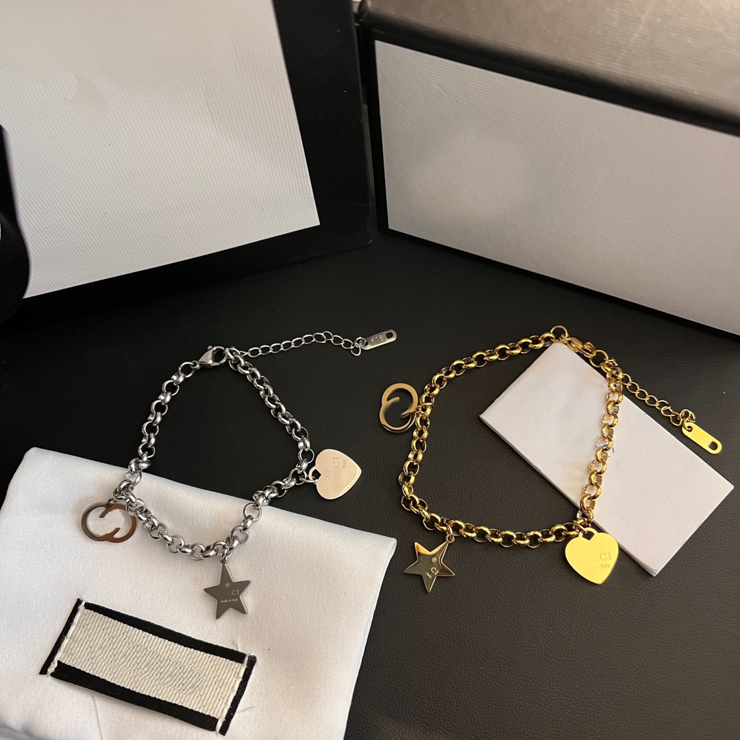 

New Style Bracelets Women Bangle Wristband Cuff Chain Designer Letter Jewelry 18K Gold Plated Stainless steel Wedding Lovers Gift Bangles Wholesale