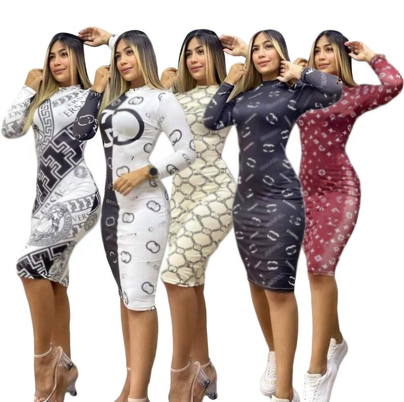 

23ss NEGGLVW Women Casual Dresses crew Neck long Sleeveless Luxury GGity Sexy slim dress designer Dresses J2759, Gray