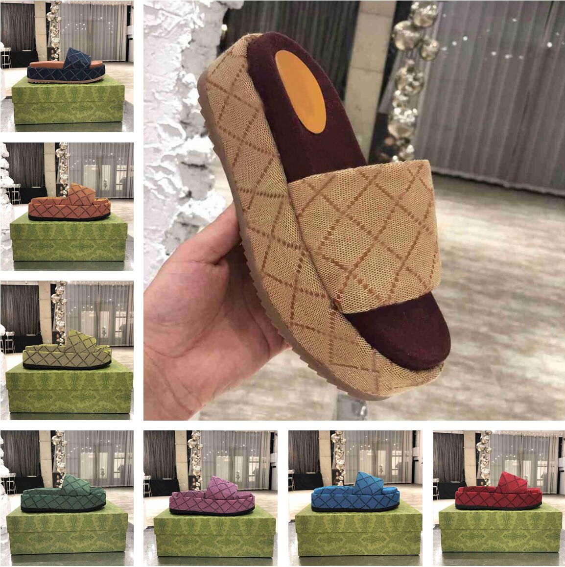 

New 2023 Beach slippers fashion Thick bottom designer Women Shoes Cartoon Alphabet lady Platform Leather Heels Slides sexy High heel Sandals famous for woman slider, Original box
