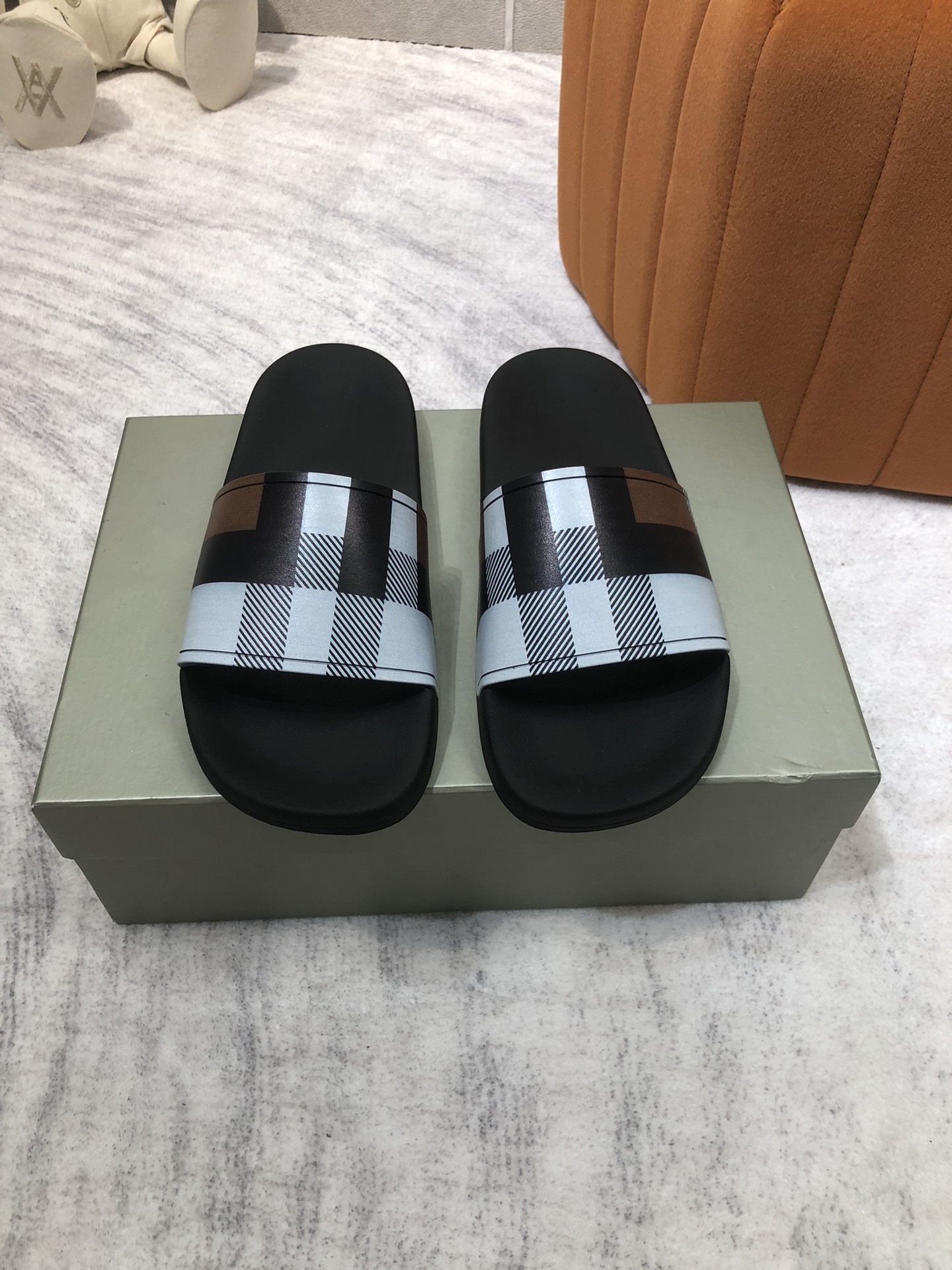 

2023Designer Slides Mens Women Slippers Summer Sandals Flat Sandali Bathroom Home Shoes Flip Flops Striped Causal Slipper 36-48, Blue