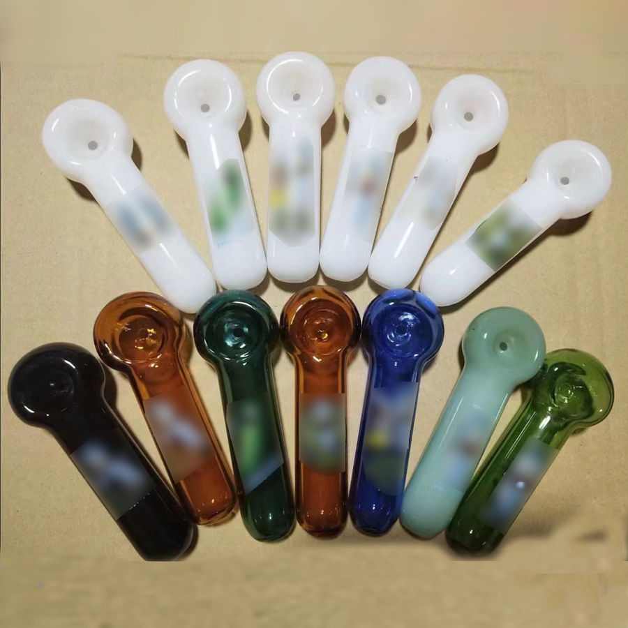 

Wholesales 11mm Mini Oil Burner Pipe Tobacco Spoon Pipes Pyrex Glass Smoking Pipes Air Bubble Handpipes Smoking Bong