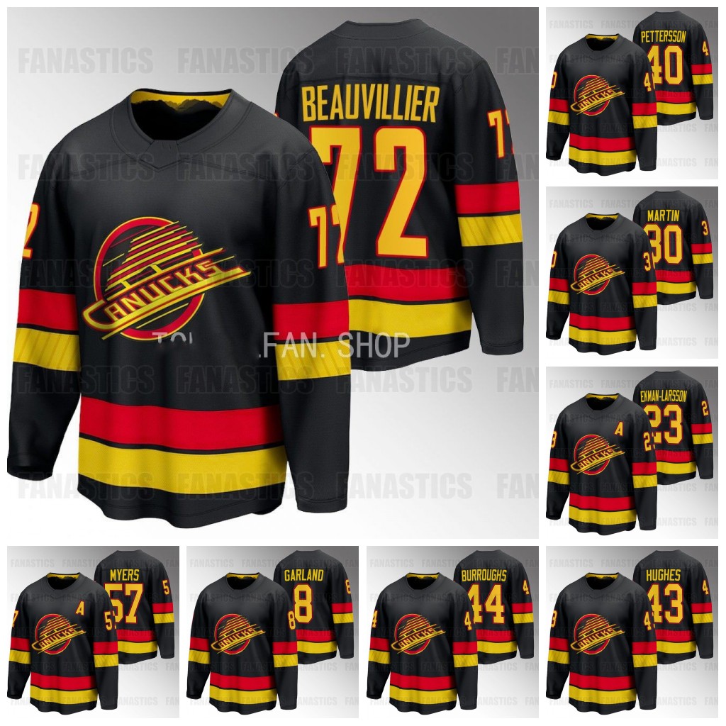 

72 Anthony Beauvillier Vancouver 2 Luke Schenn Canucks Jerseys 2023-24 Black Skate Brock Boeser Conor Garland J.T. Miller Jack Studnicka Curtis Dermott Spencer Demko, Blue youth s-xl