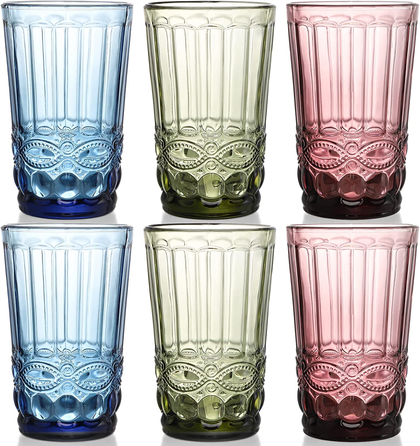

Colored Water Glasses Vintage Drinking Glasses Embossed Romantic Glasses Colored Glassware Water Juice Beverages Bars