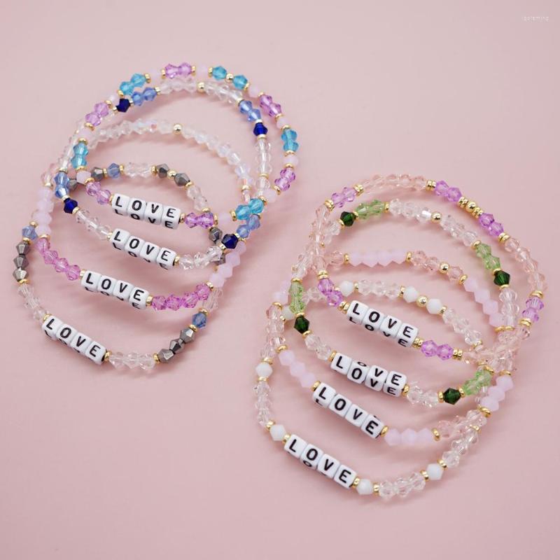 

Strand Go2Boho Crystal LOVE Letter Quartz Beads Bracelet For Women Sweet Romantic Valentine Pulseras Mujer Moda