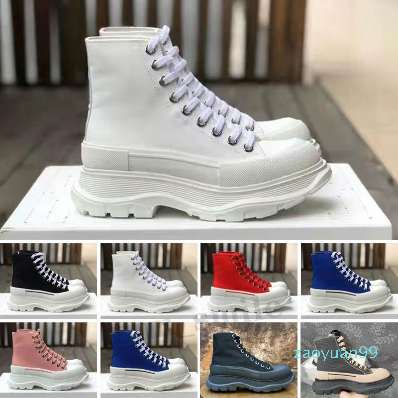 

Designer Boots Fashion Casual Shoes Tread Slick Canvas Sneaker Arrivals Platform Shoes High Triple White Royal Pale Pink Red Women, Color 7