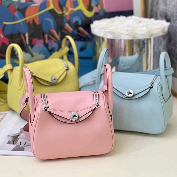 

Designer Herme Lindi Bags online outlet High-end cow leather swift mini doctor bag women's shoulder handXRX7, Fog blue silver buckle 26 x 18 x 14cm