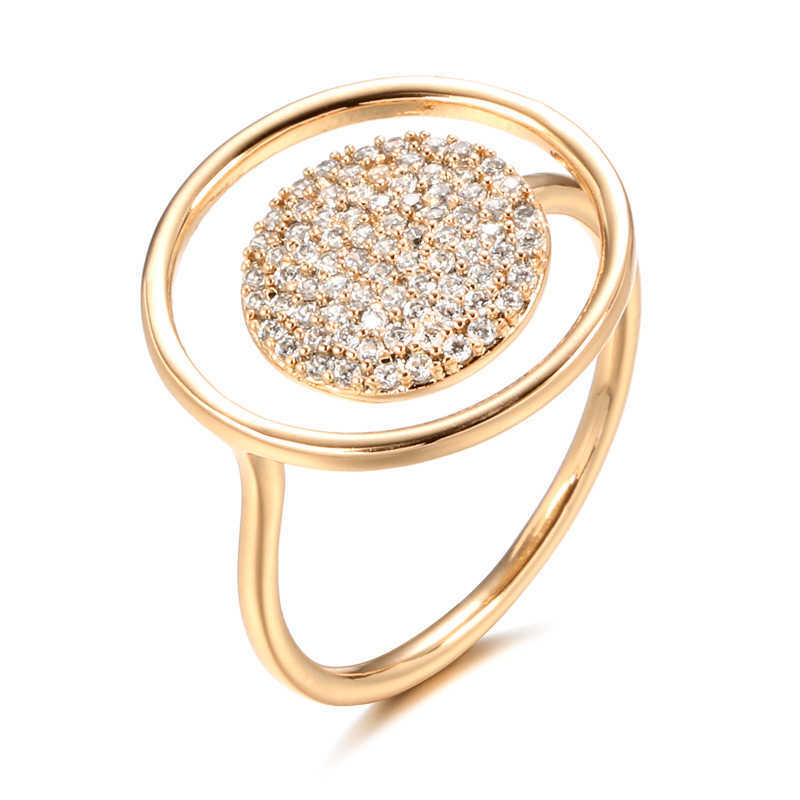 Band Rings Kinel Hot Full Paved Natural Zircon Women's Ring Terndy 585 Rose Gold Unique Design Wedding Party Daily Jewelry Best Gift Girls G-image-842057334