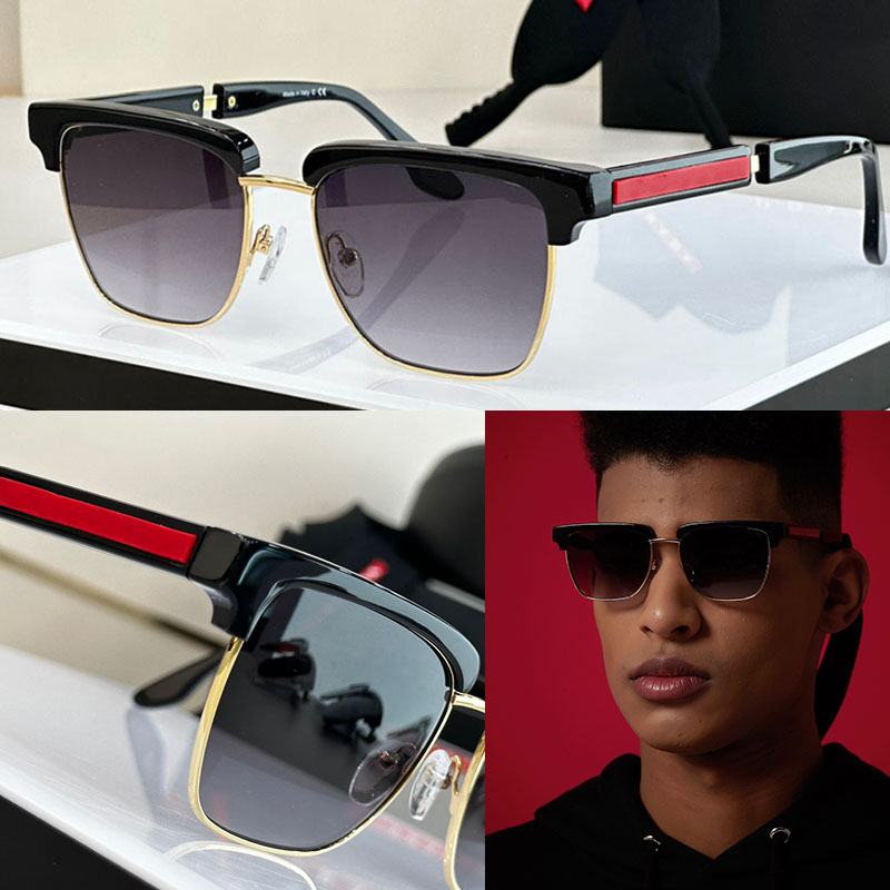 Temple Red line Sunglasses Luxury Classic Fashion Brand Half Frame eyewear SPR08X Men Women Sun Glasses Metal edge Designer lunettes Protection Driv