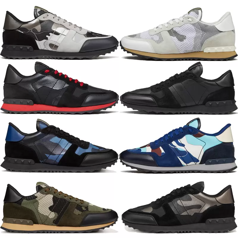 

Easyhoom with box men Rockrunner Sneakers luxury designer shoes in camouflage mesh fabric Rubber stud Triple B Valentinoe''Valentinoity aEH, #9