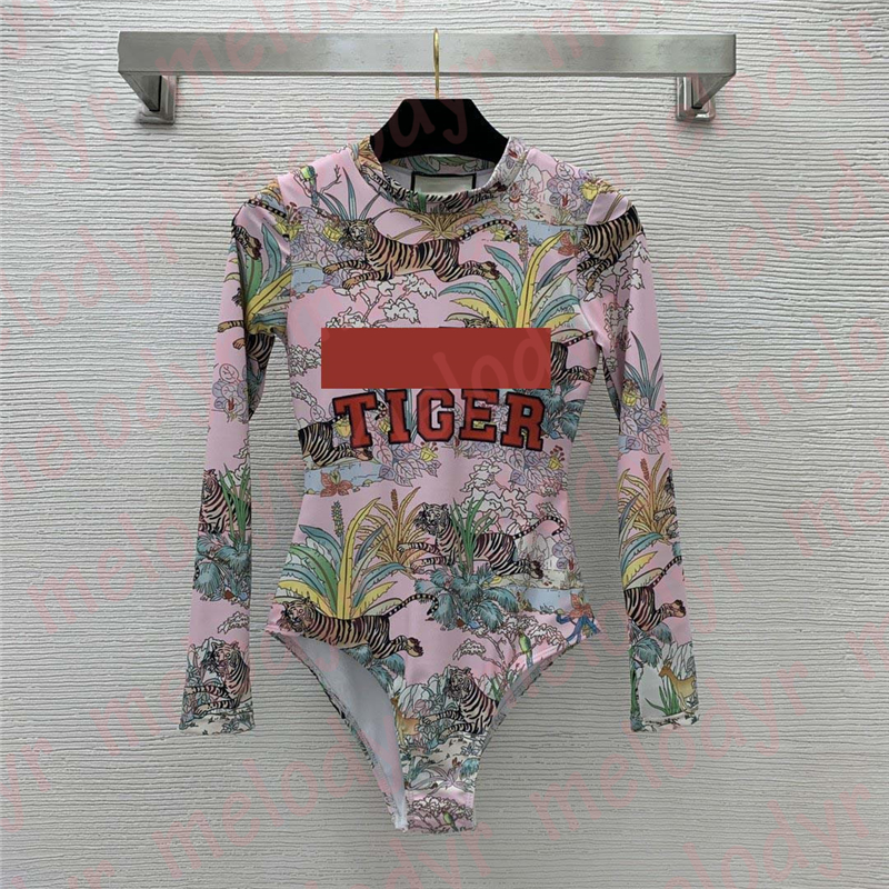 

Tiger Printed Bathing Suit One Piece Swimwear Surfing Swimwear Womens Long Sleeve Beach Swimsuit, 01