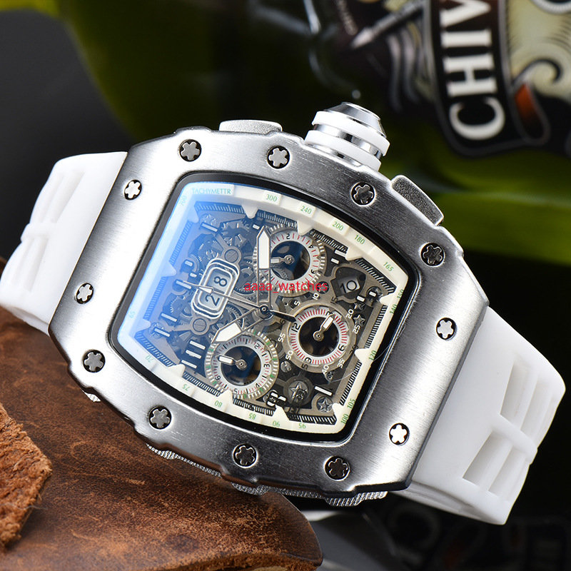 

2023 new sports quartz watch business fashion electroplating process six needle running second design wine barrel type watches 1law