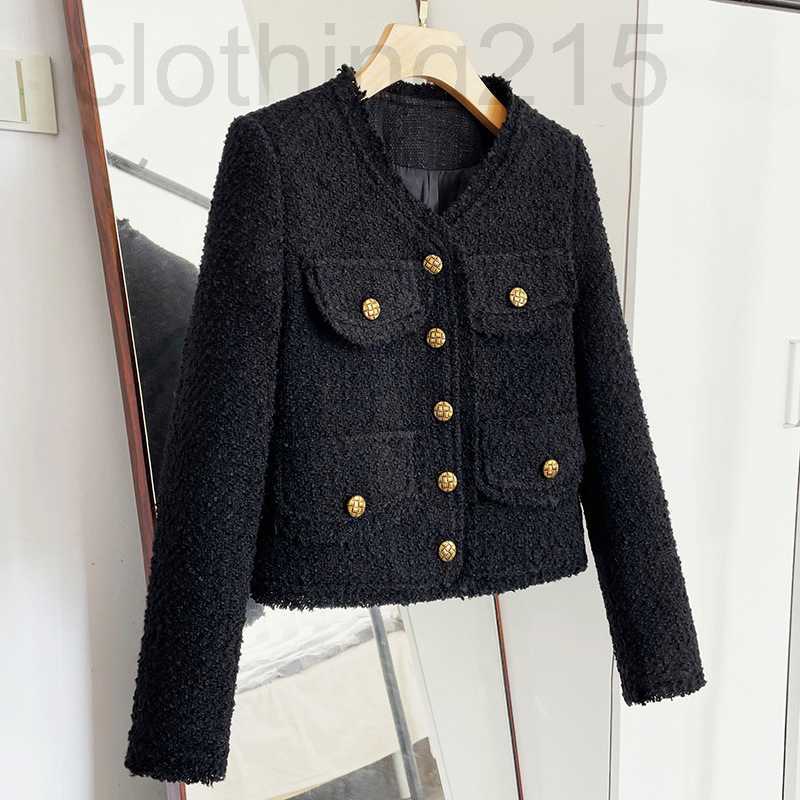 

Women's Jackets Designer Tweed short coat for women in autumn and winter 2022 96UW, Thick black cotton jacket