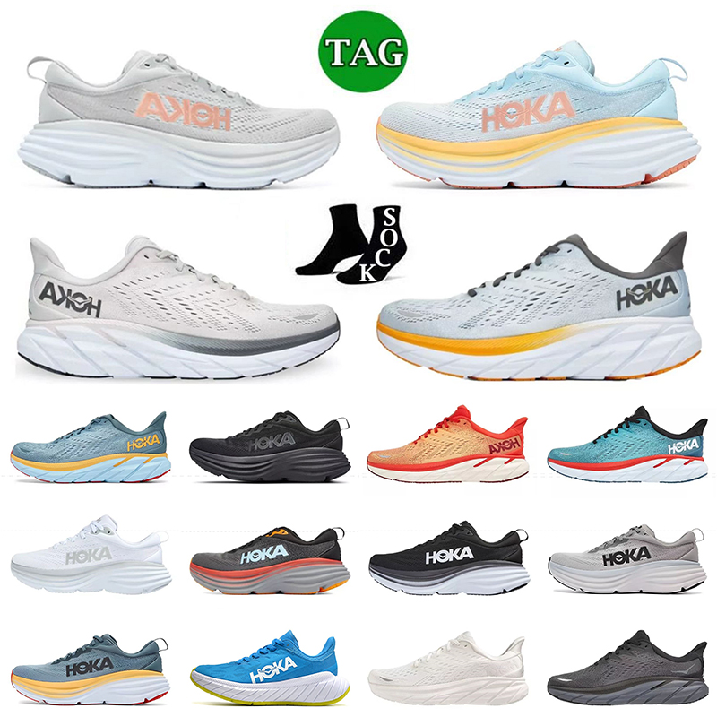 

WITH BOX designer Athletic Hoka Men Women Running Shoes Hokas One Trainers Harbor Mist Lunar Rock Summer Song Goblin Blue Bondi 8 Clifton Carbon X2 Designer Sneakers J, Bondi 8 (8) summer song