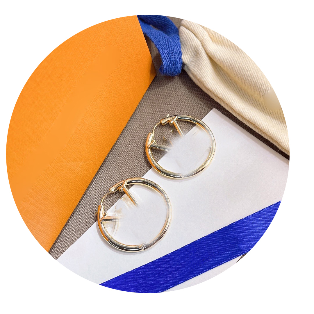 

Fashion Gold Plated Hoop Earrings for Lady Women Round Earring Party Wedding Lovers Gifts Engagement Jewelry for Bride A695 No Box