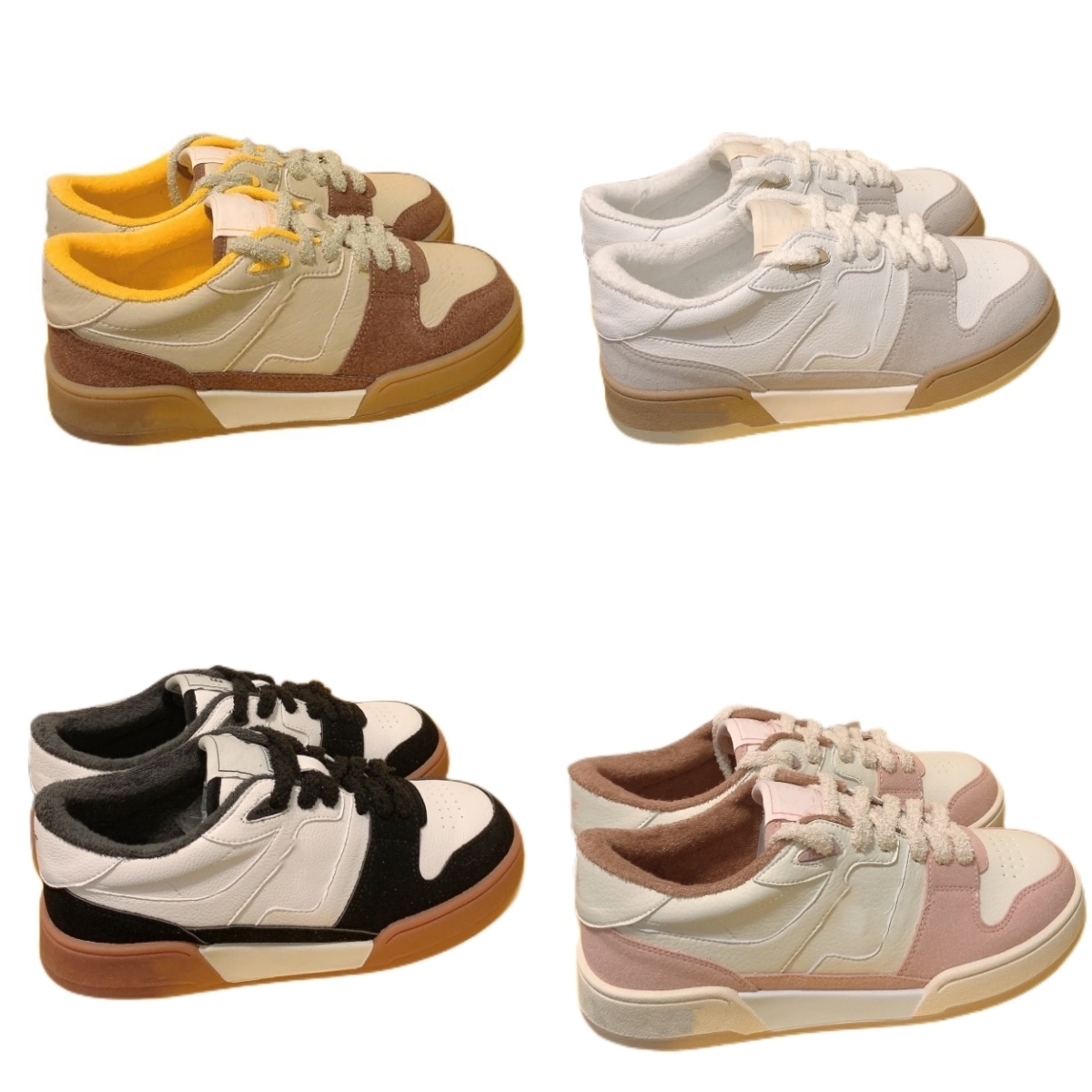 

Designer Men Low Top Shoes Women Leather Sneakers Flat-Bottom Travel White shoe Stitching Brown Lace Up Platform Leathers Lining Rubber Sole with Box Size 35-44