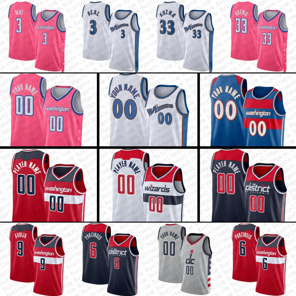 

Kristaps Porzingis Bradley Beal Kyle Kuzma Custom Basketball Jerseys Washingtons Will Barton Wizard Deni Avdija Monte Morris Corey Kispert 2023 City Kendrick Nunn, Mens