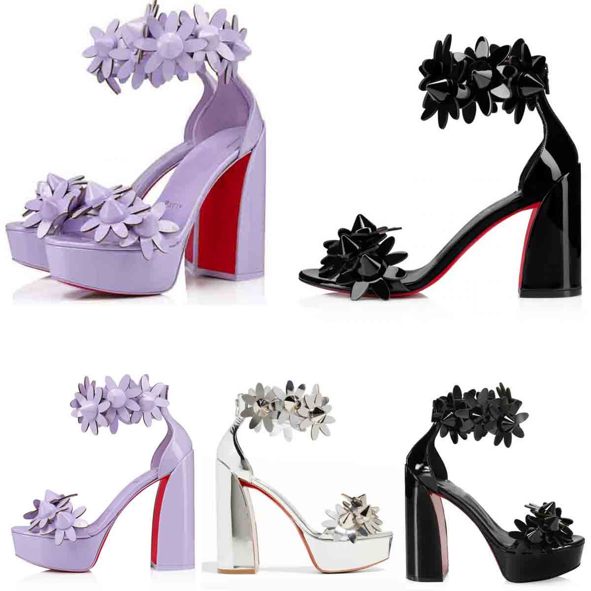 

Reds sole Women sandal super heeled sandals Daisy Spikes patent leather chunky heels platform shoes luxury design wedding blokc heeled woman shoe 35-43