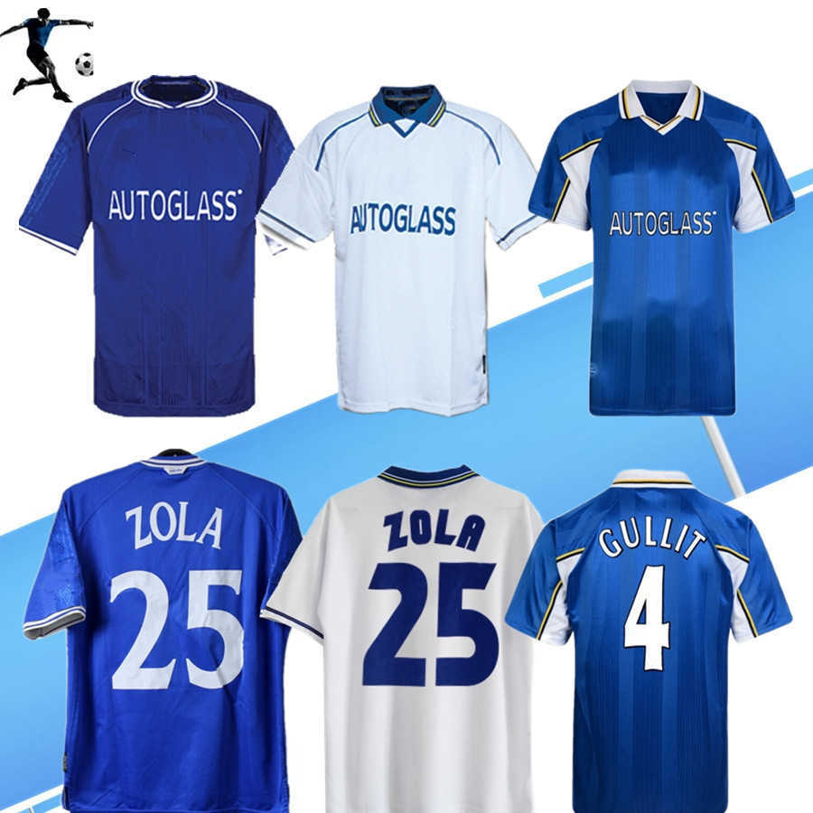 

1997 1998 1999 2000 2001 ZOLA Vialli Wise retro soccer jersey Leboeuf Di Matteo Hughes Desailly Gullit vintage classic football shirt, 97 99 home jersey with supercup patch
