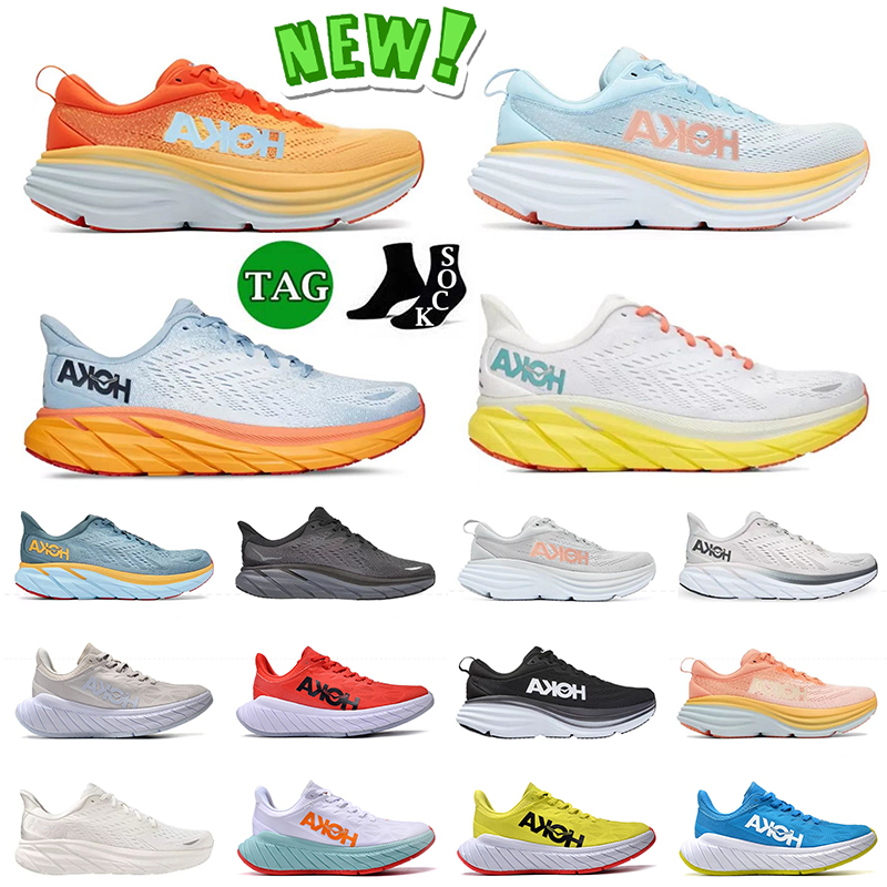 

WITH BOX designer Hokas Bondi 8 Running Shoes Hoka One Designer Trainers Amber Yellow Summer Song Ice Flow Triple Black Lunar Rock Carbon X2 Clifton Mens Women Sneaker, Bondi 8 (2) tripe white