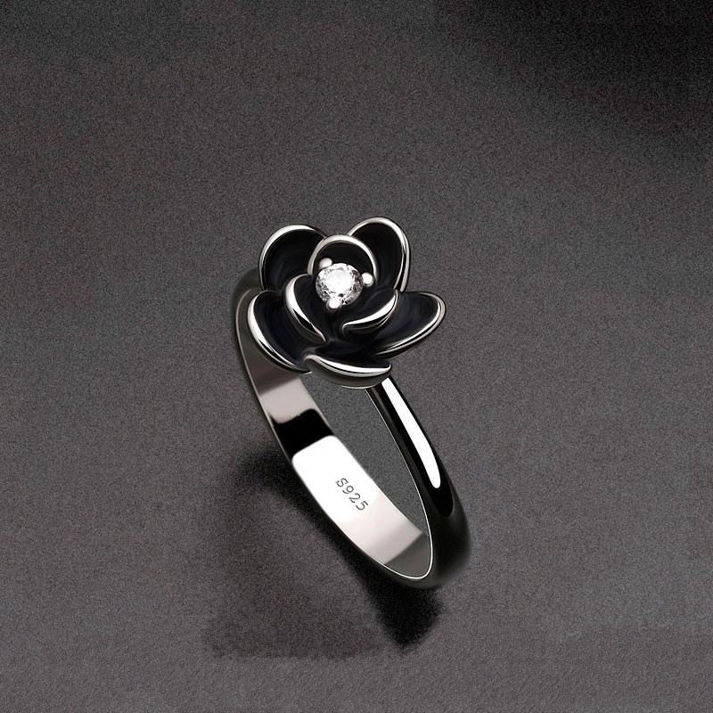 

Topbling S925 Silver Plated Rose Flower Band Ring Engagement Wedding Ring