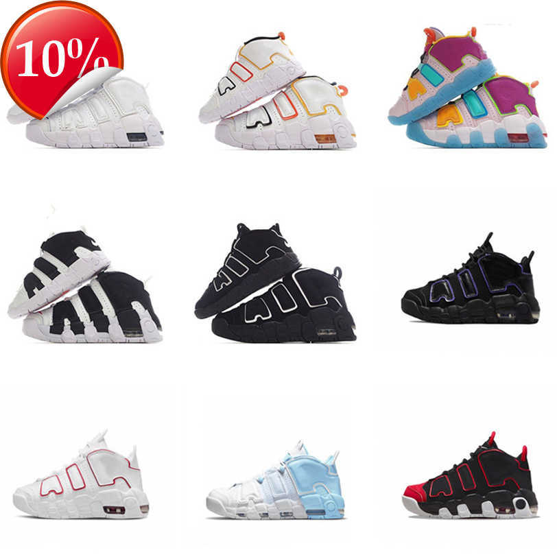

top More Uptempos kids children basketball shoes boys girls up tempos scottie pippen running shoes Triple Black University Blue baby toddlers, 111