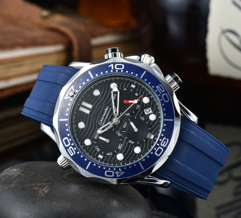 

Omeg Wrist Watches for Men 2023 New Mens Watches All Dial Work Quartz Watch High Quality Top Luxury Brand Chronograph Clock watch rubber watch band Men Fashion m01, 02