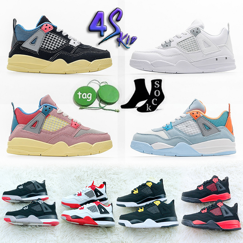 

New 4S Kids Basketball shoes Chicago Black Red 4 Infant Boy Girl Sneaker Toddlers jordan jordans4 jordan4 Children footwear Athletic Outdoor Eur 26-35